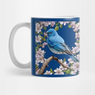 The Mountain Bluebird With Syringa Flower Border Mug